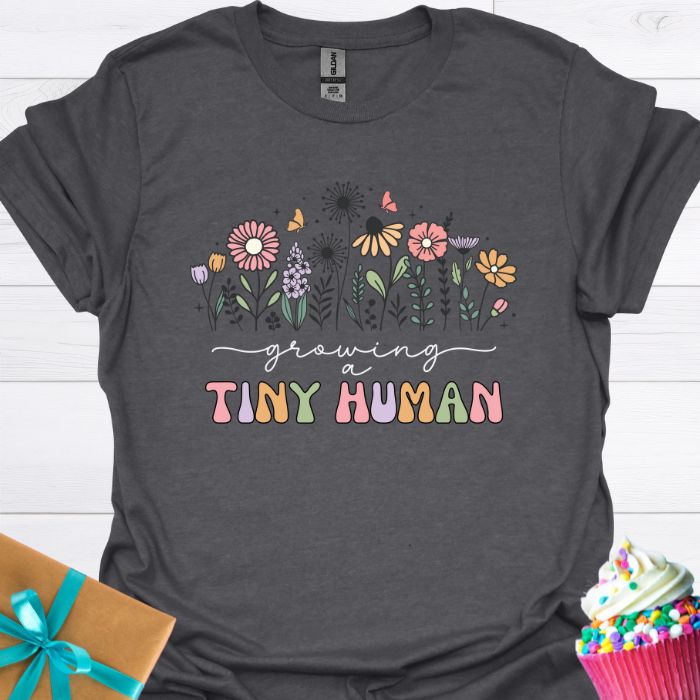 Growing a Tiny Human Wildflowers T-shirt