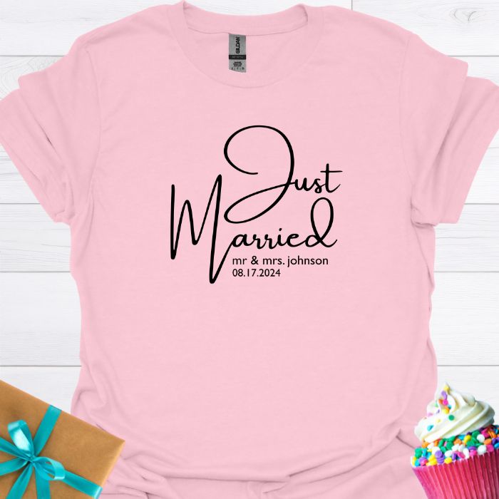 Just Married, Mr & Mrs. Personalized T-shirt