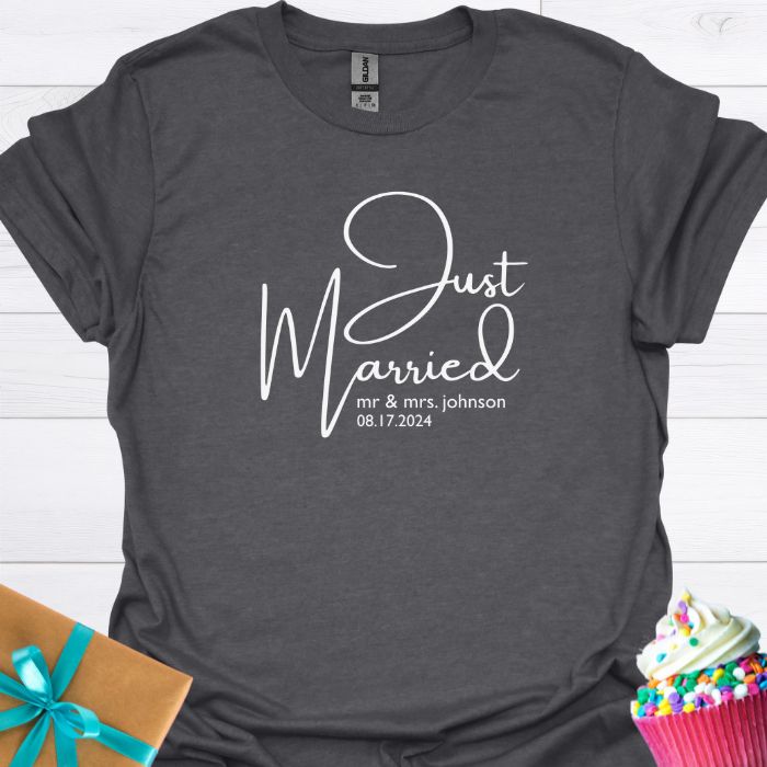 Just Married, Mr & Mrs. Personalized T-shirt