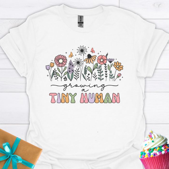Growing a Tiny Human Wildflowers T-shirt