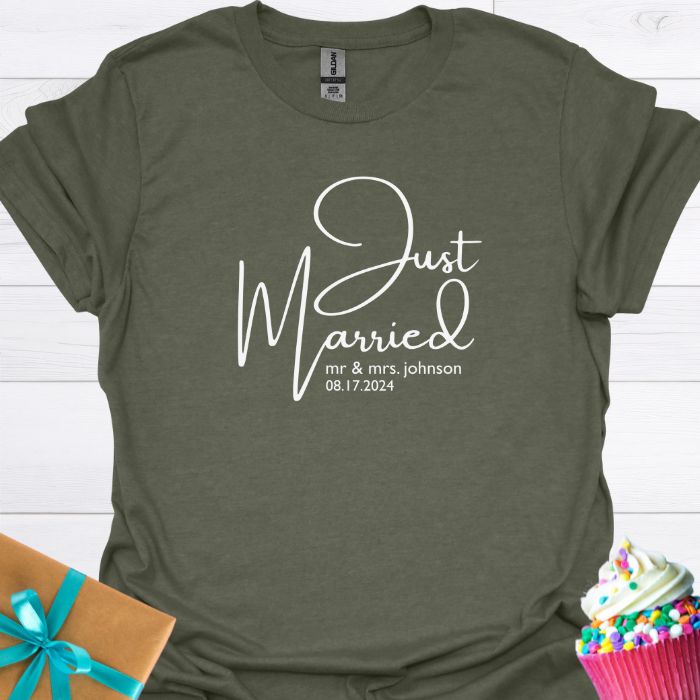 Just Married, Mr & Mrs. Personalized T-shirt