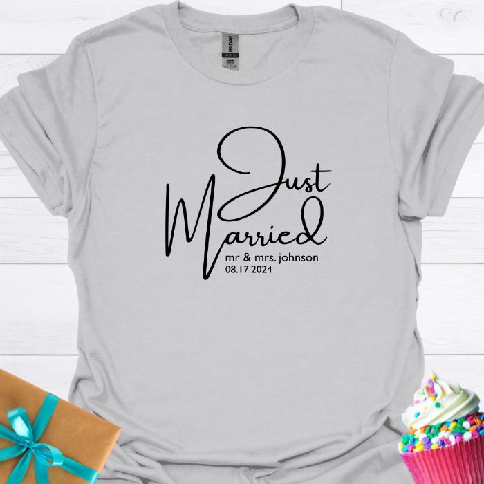 Just Married, Mr & Mrs. Personalized T-shirt