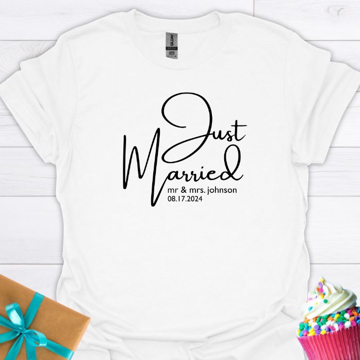 Just Married, Mr & Mrs. Personalized T-shirt