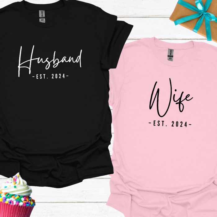 Husband/Wife Est 2024 T-shirt Bundle