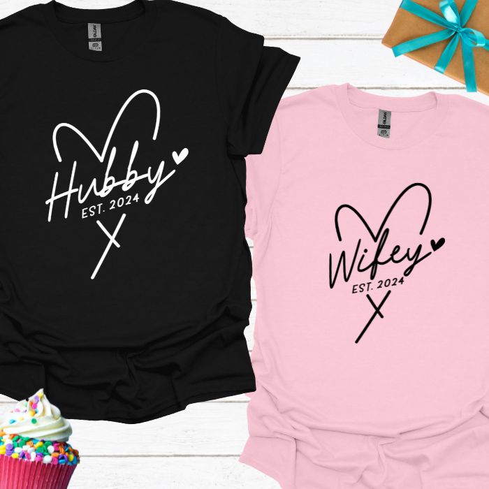 Hubby/Wifey Est 2024 T-shirt Bundle