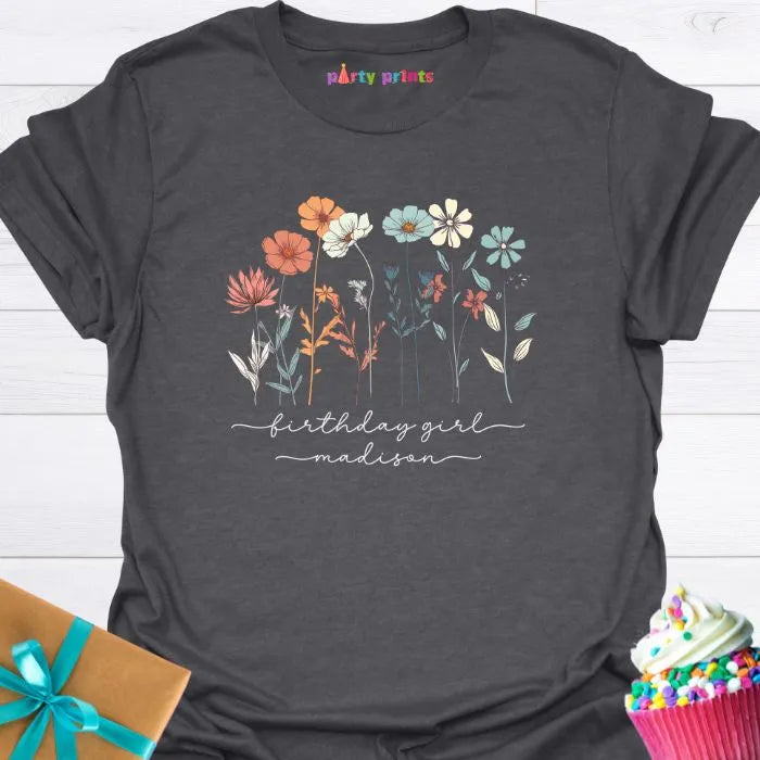 Birthday Girl Wildflower Personalized T-Shirt