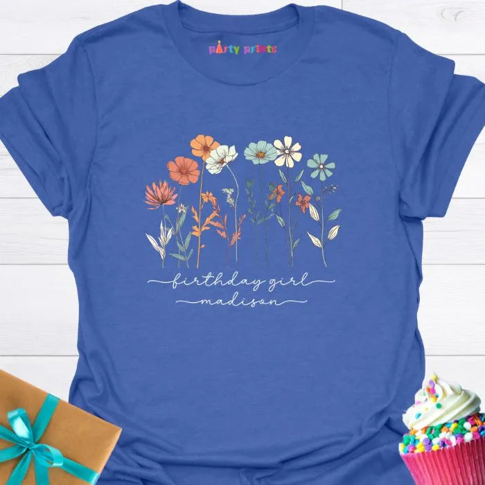 Birthday Girl Wildflower Personalized T-Shirt