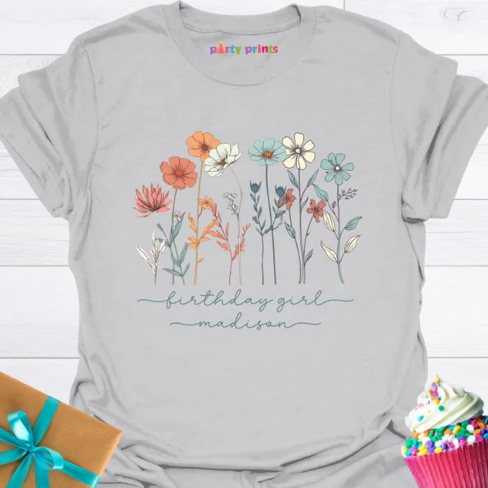 Birthday Girl Wildflower Personalized T-Shirt