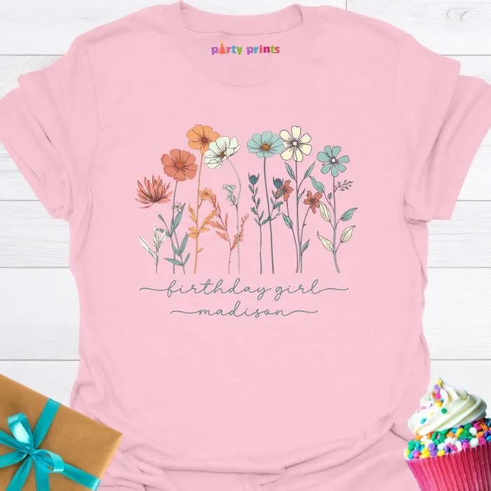 Birthday Girl Wildflower Personalized T-Shirt