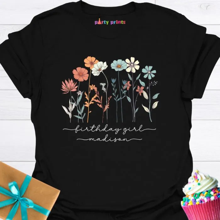Birthday Girl Wildflower Personalized T-Shirt