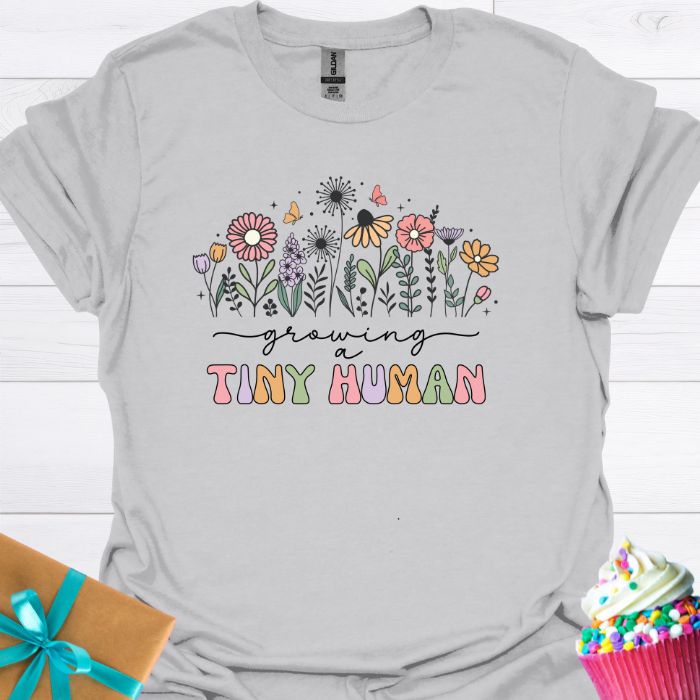 Growing a Tiny Human Wildflowers T-shirt