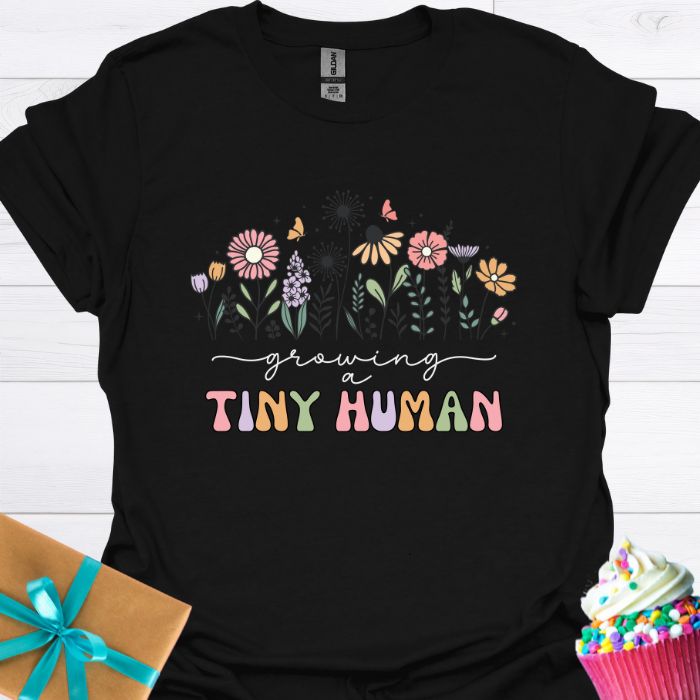 Growing a Tiny Human Wildflowers T-shirt