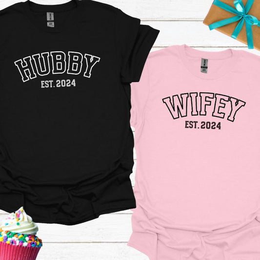 Hubby/Wifey Est 2024 T-shirt Bundle