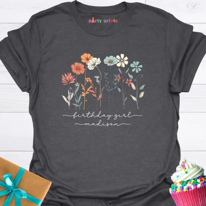 Birthday Girl Wildflower Personalized T-Shirt