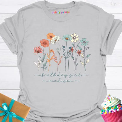 Birthday Girl Wildflower Personalized T-Shirt