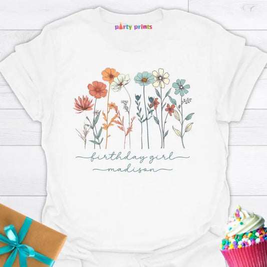 Birthday Girl Wildflower Personalized T-Shirt