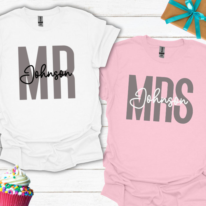 MR and MRS Personalized T-shirt Bundle