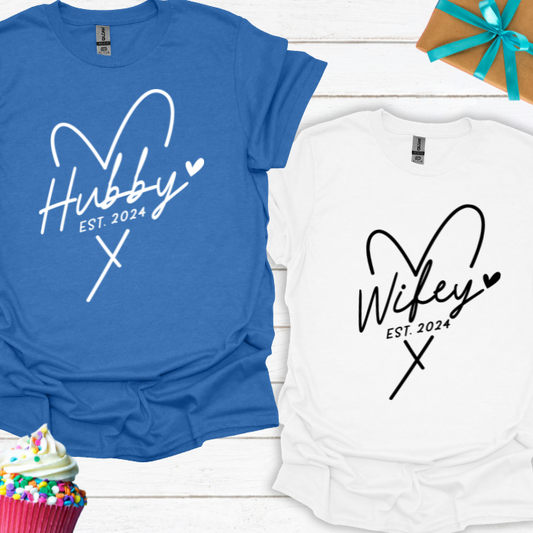 Hubby/Wifey Est 2024 T-shirt Bundle