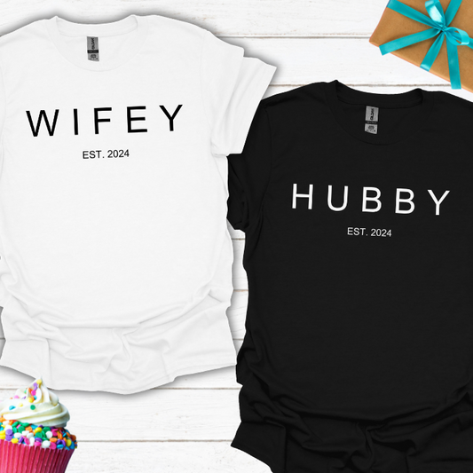 Hubby/Wifey Est 2024 T-shirt Bundle