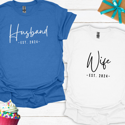 Husband/Wife Est 2024 T-shirt Bundle